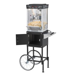 Popcorn-kone kärryllä 0,2 kg ruostumaton teräskattila 48 kuppia per erä