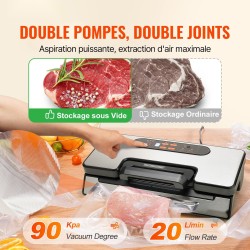 Tyhjiöpakkauskone ruostumatonta terästä 2,5 mm tiivistys 30 cm tiivistyspituus 90 kPa pusseilla