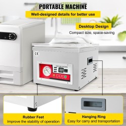 Kammio vakuumikone ruostumaton teräs 260 watin sulkemisteho 260 millimetrin sulkualue