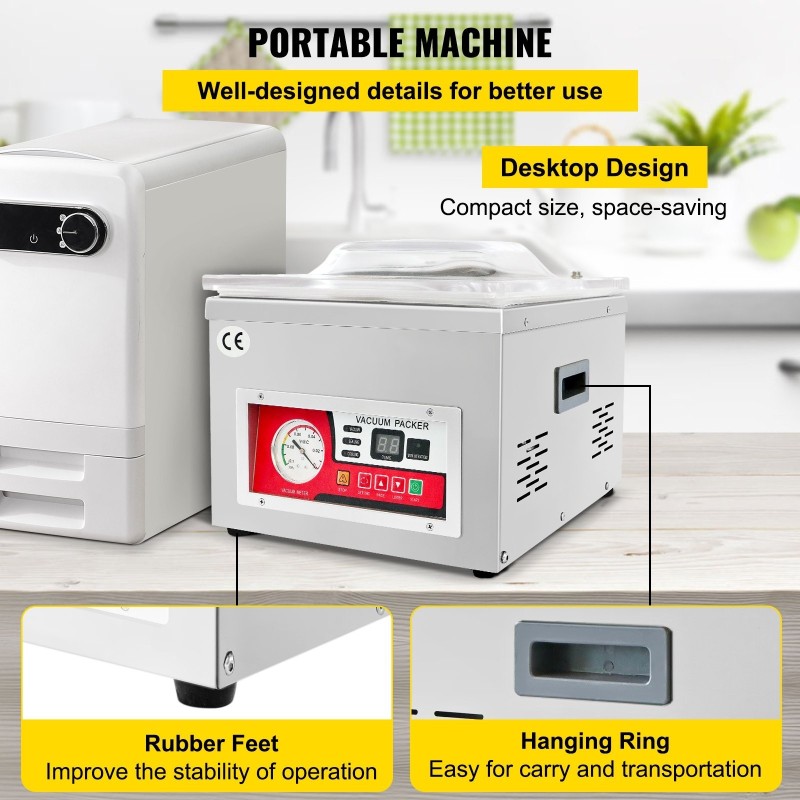 Kammio vakuumikone ruostumaton teräs 260 watin sulkemisteho 260 millimetrin sulkualue