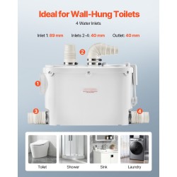 Jätevesimurskapumppu lasikuituvahvistettu 500 watin 6600 litraa tunnissa 8 metrin nostokorkeus 3 tuloaukkoa