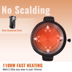 Sähköinen 10 L vahansulatin ruostumattomasta teräksestä valmistetulla sisäastiolla 30–110 celsiusastetta kynttilävalmistukseen