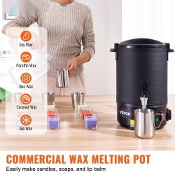 Sähköinen vahansulatin 6,5 l ruostumaton terässäiliö säädettävä lämpötila 30–110 °C kynttilänvalmistukseen