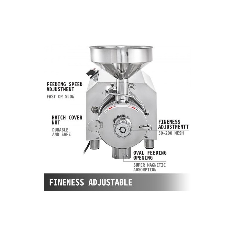 Sähköinen viljamylly ruostumatonta terästä 2,2 kW 30–50 kg tunnissa 50 kg