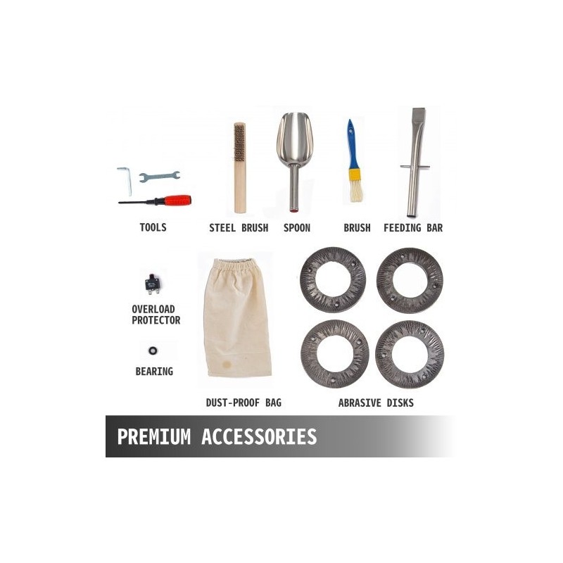 Sähköinen viljamylly ruostumatonta terästä 2,2 kW 30–50 kg tunnissa 50 kg