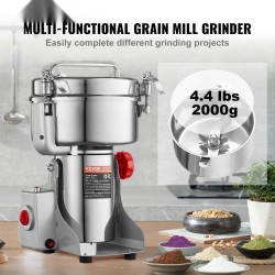 Sähköinen viljamylly 3400 watin 2000 gramman ruostumaton teräs mausteille ja kahville