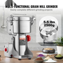 Sähköinen viljamylly 2500 g 3400 W ruostumaton teräs kuiville viljoille ja mausteille