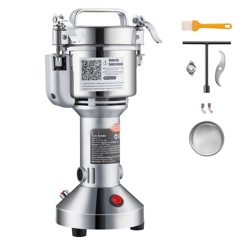 Sähkökäyttöinen viljamylly ruostumattomasta teräksestä 150 grammaa 850 wattia kuiville jyville ja mausteille