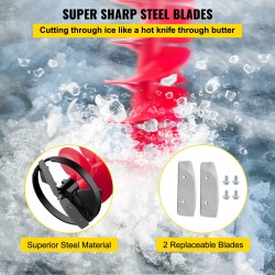 Jääpora nailonispiraalilla 20 cm halkaisija säädettävä jatkovarsi 104–122 cm vaihdettavat terät