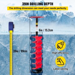 Jääkaira nylonrunko alumiiniakseli terästerät 15cm halkaisija 99cm pituus 30cm jatkovarsi jääkalastukseen