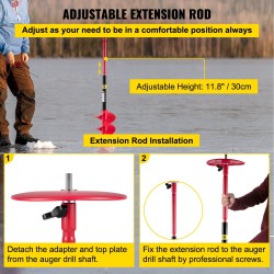Jääkaira nylonrunko alumiiniakseli terästerät 15cm halkaisija 99cm pituus 30cm jatkovarsi jääkalastukseen