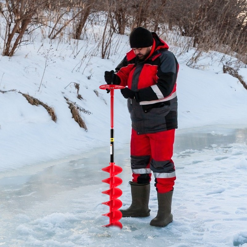 Jääkaira nylonrunko alumiiniakseli terästerät 15cm halkaisija 99cm pituus 30cm jatkovarsi jääkalastukseen