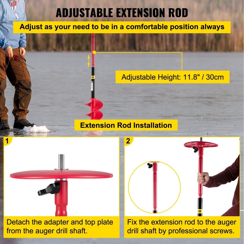 Jääkaira nailonrunko alumiinivarsi 20 cm halkaisija 99 cm pituus jatkovarsi 30 cm
