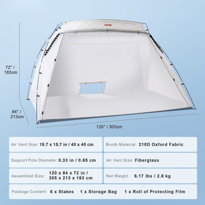 Maalausteltta 305×213×183 cm 210D polyesteristä lasikuitutangot sisäänrakennetulla lattialla