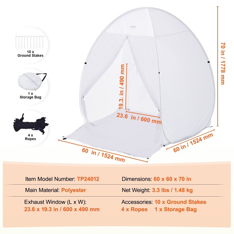 Taitettava polyesterinen maalausteltta automaattisesti avautuva 152,4×152,4×177,8 cm ruiskumaalaukseen