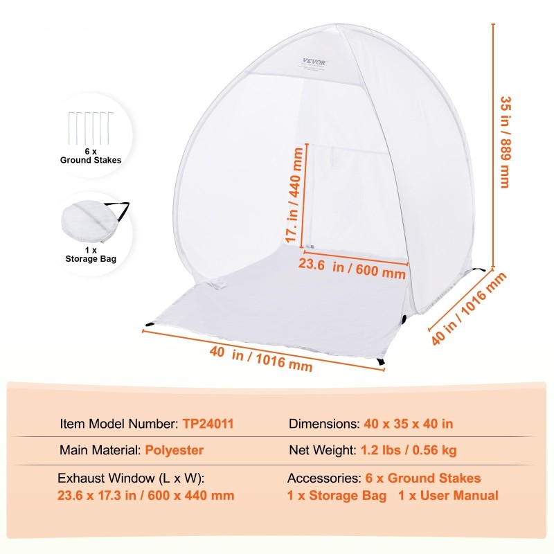 Kokoontaittuva polyesterinen maalausteltta automaattisesti avautuva poistoikkunalla 101,6×88,9×101,6 cm