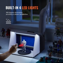 Taitettava ilmasivellinsuihkutuskoppi neljällä LED-nauhalla kaksinkertaisilla puhaltimilla 180 cm poistoletkulla pienoismallien