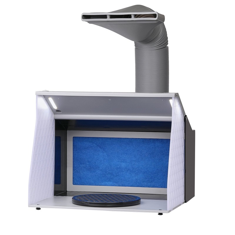 Taitettava ilmasivellinsuihkutuskoppi neljällä LED-nauhalla kaksinkertaisilla puhaltimilla 180 cm poistoletkulla pienoismallien