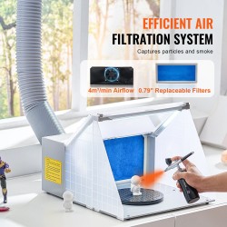 Ruiskumaalauskotelo taittuva kannettava kolmella LED-valolla ja pidennettävällä poistoletkulla pienoismalleille