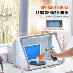 Kaksituulettiminen taitettava kannettava ruiskumaalauskotelo kolmella LED-valolla ja 170 cm poistoletkulla