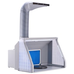 Kaksituulettiminen taitettava kannettava ruiskumaalauskotelo kolmella LED-valolla ja 170 cm poistoletkulla