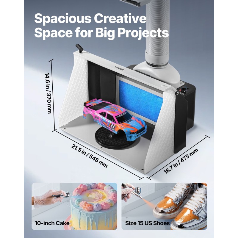 Taittuva kannettava maalauskotelo harrastekäyttöön tilavalla työskentelyalueella kaksinkertaisilla tuulettimilla ja