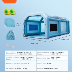 Puhallettava maalausteltta 210D Oxford kangas 6x3x2,5 m suodatinjärjestelmä 2 puhallinta