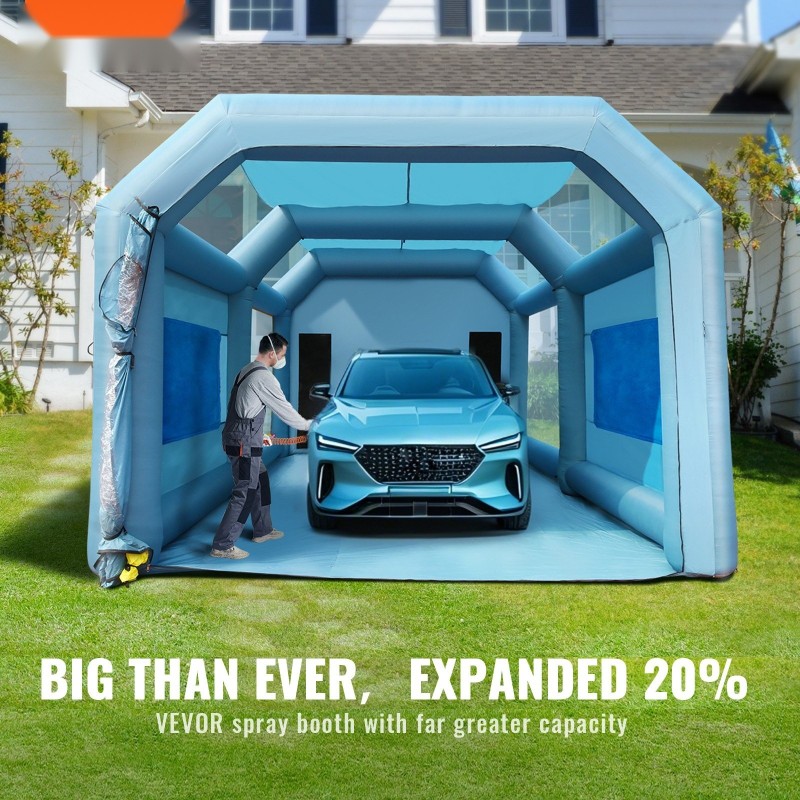 Maalausteltta 210D Oxford-kangas 8,5x4,8x3,3m autojen maalaamiseen 2 puhallinta