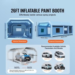 Ilmatäytteinen maalausteltta 8 x 4,5 x 3 m Oxford-kangas ilmansuodattimella