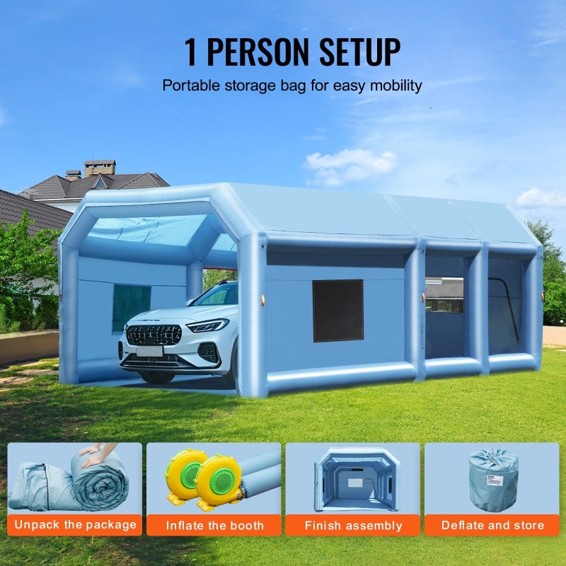 Ilmatäytteinen maalausteltta 8 x 4,5 x 3 m Oxford-kangas ilmansuodattimella