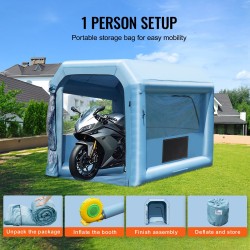 Puhallettava maalausteltta Oxford-kangasta 3 x 2.5 x 2.5 m moottoripyörille 550 W