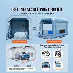 Puhallettava maalausteltta Oxford-kangas 4x3x2,75 m 750 watin puhallin aktiivihiilisuodatin