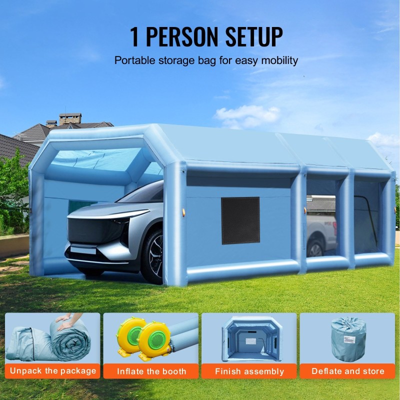 Täytettävä maalauskatos Oxford-kangas 10 x 6,4 x 4,5 m kaksivaiheinen suodatus