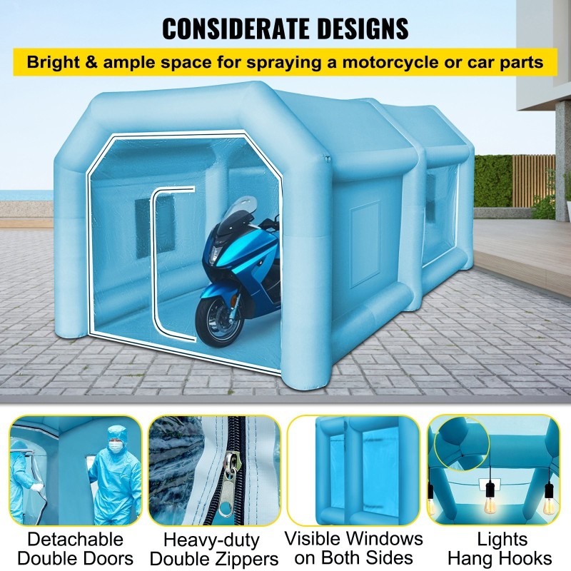 Puhallettava maalausteltta 210D Oxford-kangas PVC-muovi 4x2.5x2.2m auton maalaamiseen 2 puhallinta