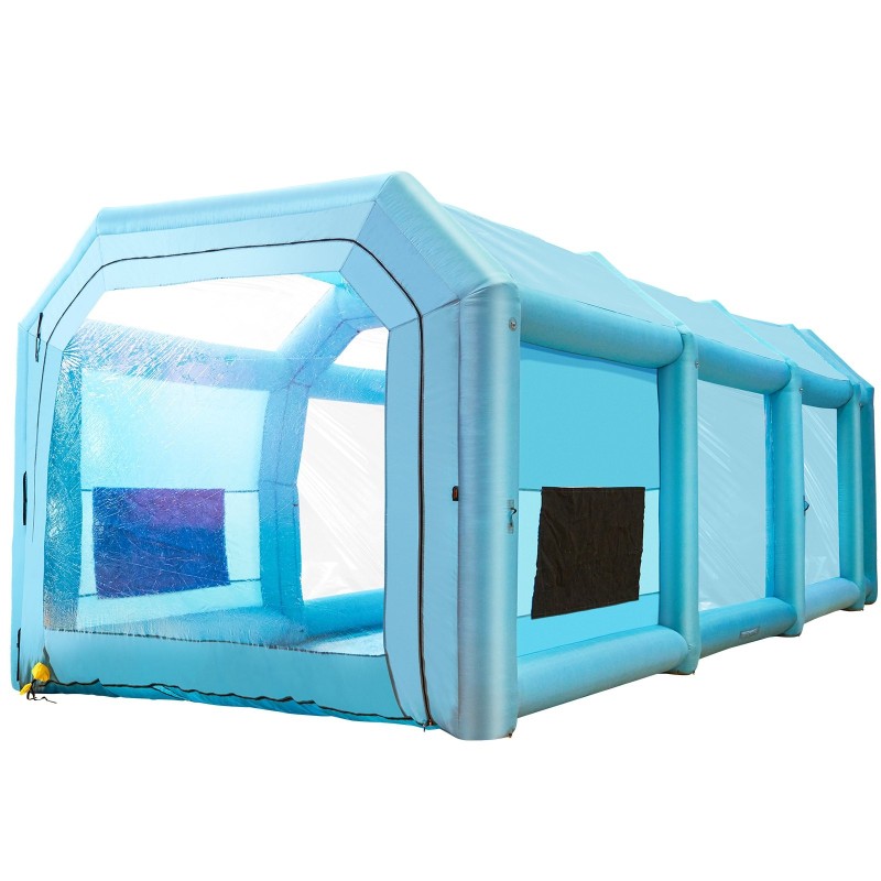 Puhallettava maalausteltta 210D PVC 12x5x4m sininen kahdella puhaltimella