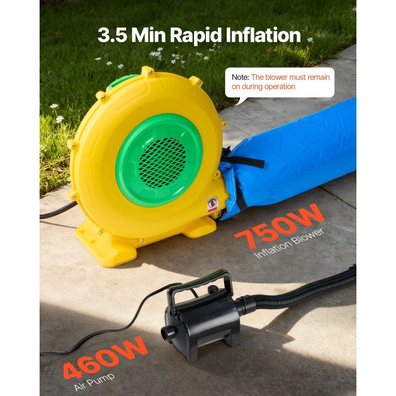 Puhallettava PVC-muovinen maalausteltta 4x3x2.8 m 750 watin puhallin