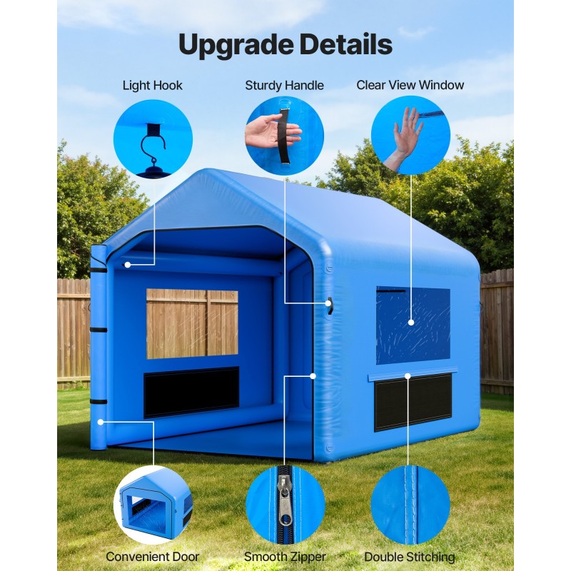 Puhallettava PVC-muovinen maalausteltta 4x3x2.8 m 750 watin puhallin