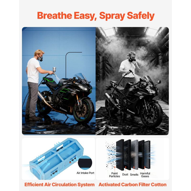 Täytettävä maalausteltta 12x5x4 metriä oxford-kangas kolmiokatto ilmanpuhdistus