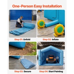 Täytettävä maalausteltta 12x5x4 metriä oxford-kangas kolmiokatto ilmanpuhdistus