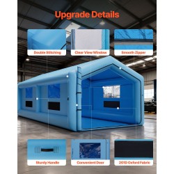 Täytettävä maalausteltta 12x5x4 metriä oxford-kangas kolmiokatto ilmanpuhdistus