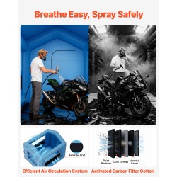 Täytettävä maalausteltta 3 x 2,5 x 2,5 m Oxford-kangas 550W puhallin ilmansuodatus