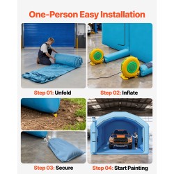 Puhallettava maalausteltta Oxford-kankaasta 10x6x4 m 950W ja 1100W puhaltimilla ilmansuodatusjärjestelmällä