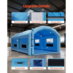 Puhallettava maalausteltta Oxford-kankaasta 10x6x4 m 950W ja 1100W puhaltimilla ilmansuodatusjärjestelmällä