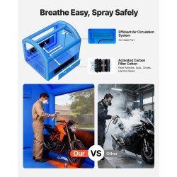 Ilmatäytteinen PVC-maalauskoppi 3 x 2,5 x 2,5 m pienajoneuvojen maalaamiseen 550W puhallin