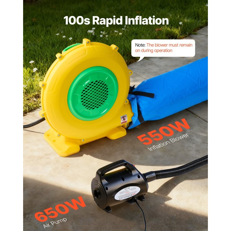 Ilmatäytteinen PVC-maalauskoppi 3 x 2,5 x 2,5 m pienajoneuvojen maalaamiseen 550W puhallin