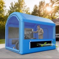 Ilmatäytteinen PVC-maalauskoppi 3 x 2,5 x 2,5 m pienajoneuvojen maalaamiseen 550W puhallin