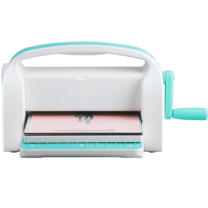 Käsikäyttöinen stanssaus ja kohokuviointikone 226 mm aukolla taittuva kantokahva yhteensopiva vakiokokoisille stansseille