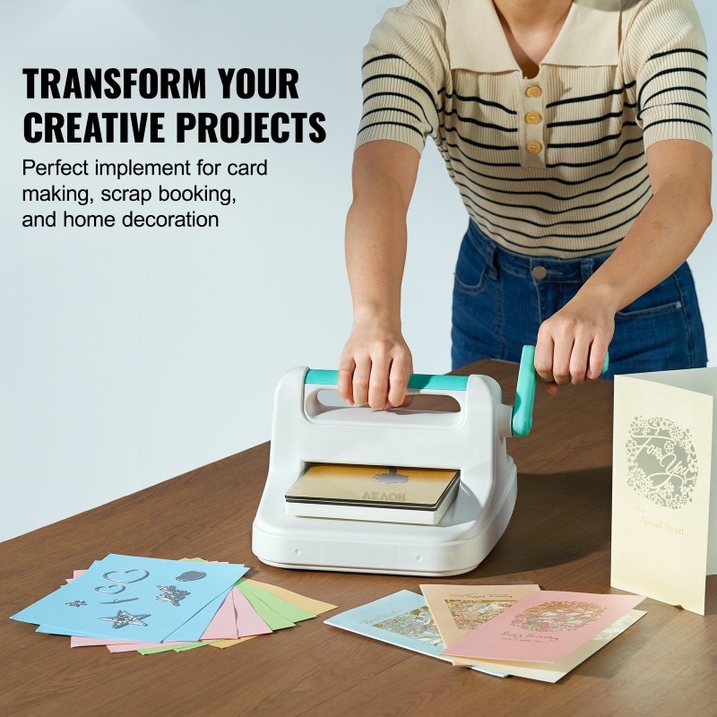 Käsikäyttöinen stanssaus- ja kohokuviointikone 160 mm aukolla kampikahvalla korttiaskarteluun