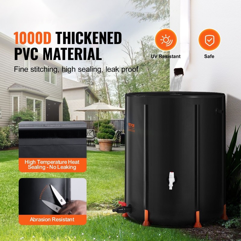 Sadevesitynnyri 201 l taitettava 1000D PVC-materiaali puutarhaan