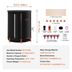 Sadevesitynnyri 201 l taitettava 1000D PVC-materiaali puutarhaan